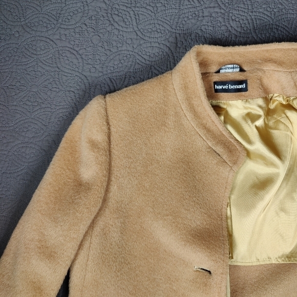 Harve Bernard Tan Cashmere Wool Button Front Coat Union Made Womens 6 Timeless - Picture 4 of 16